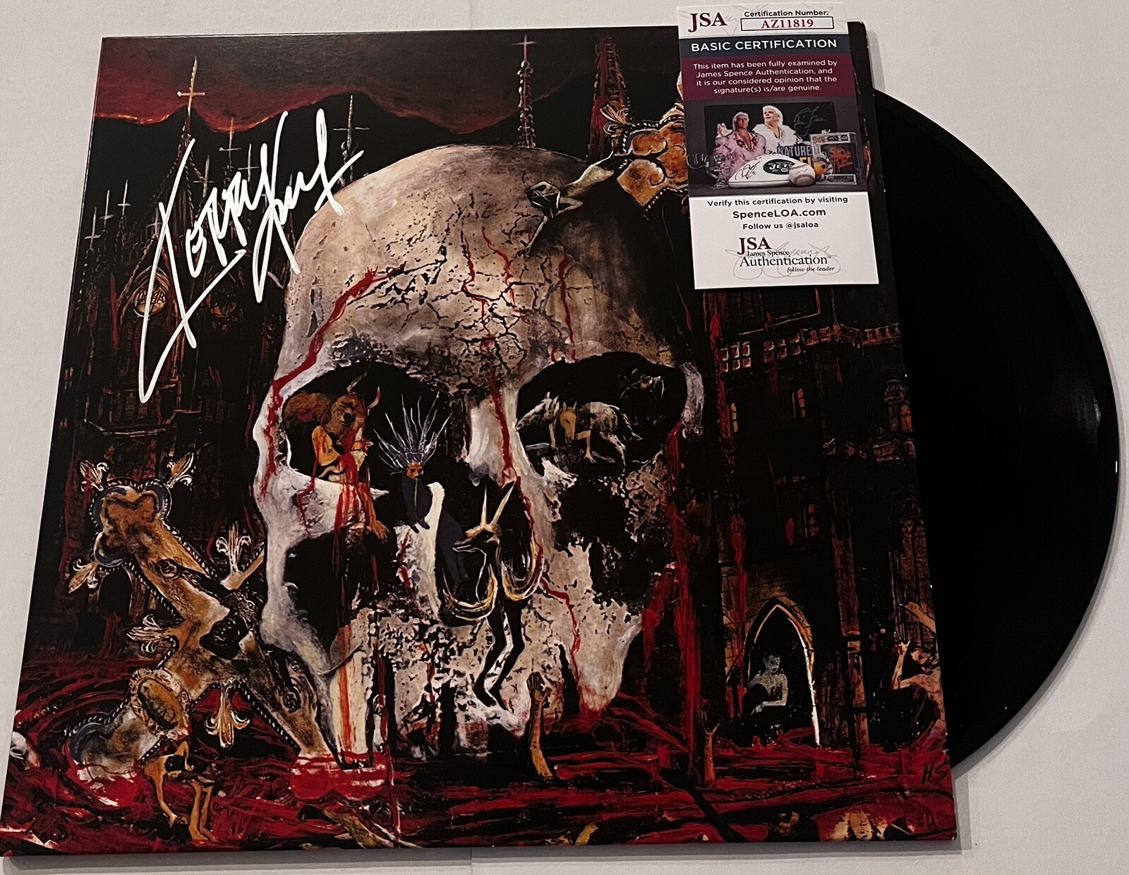 SLAYER BAND KERRY KING SIGNED SOUTH OF HEAVEN LP VINYL RECORD JSA COA
