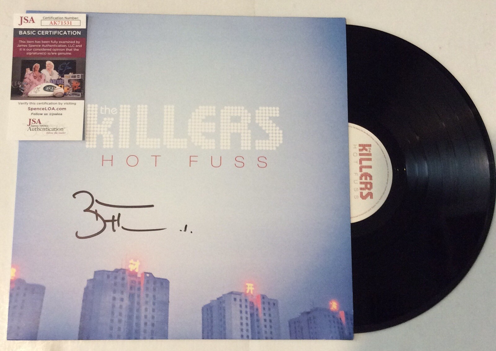 BRANDON FLOWERS SIGNED THE KILLERS HOT FUSS VINYL LP RECORD ALBUM JSA COA
