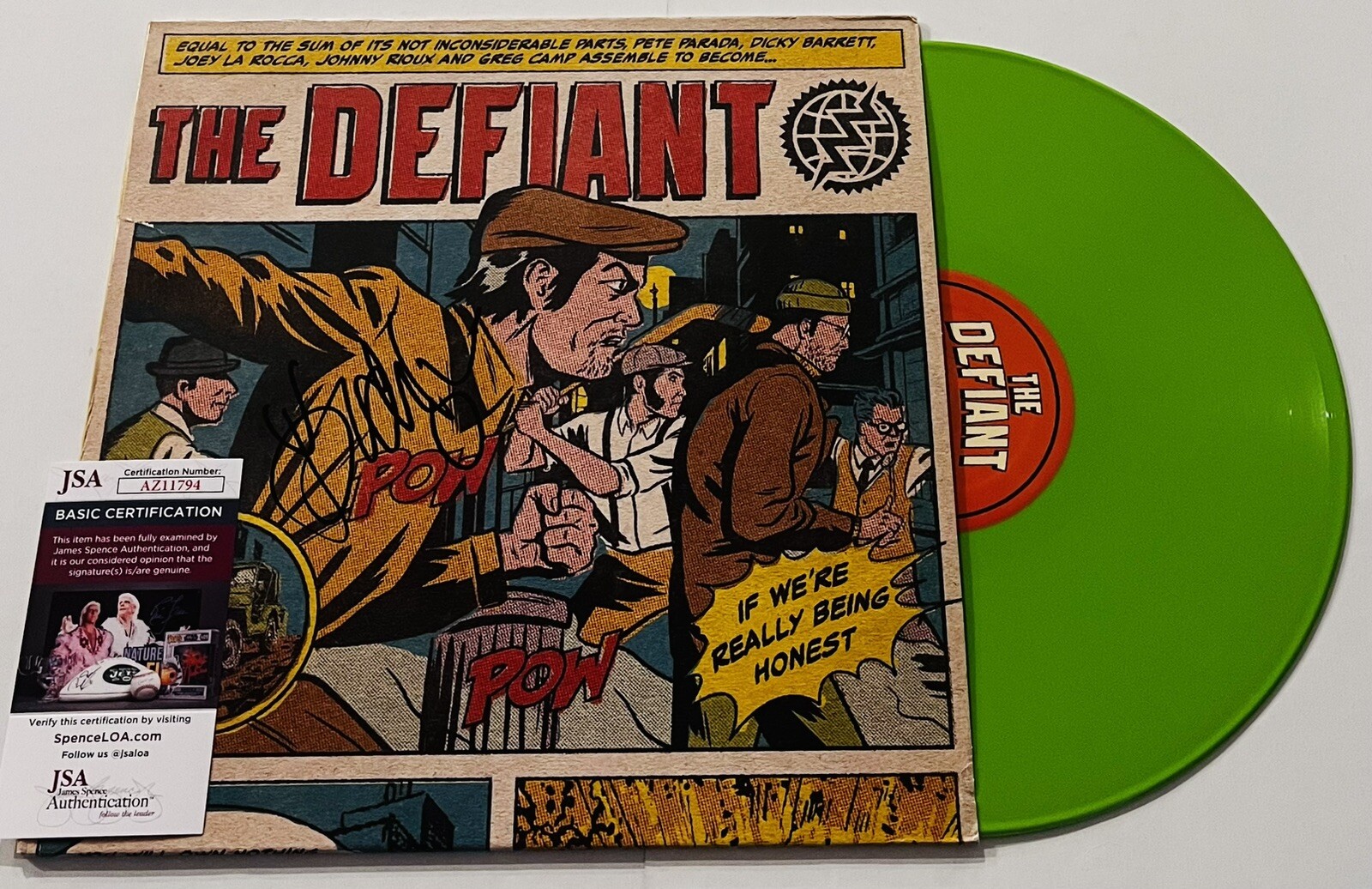 DICKY BARRETT THE DEFIANT SIGNED IF WE'RE REALLY BEING LP VINYL RECORD JSA COA
