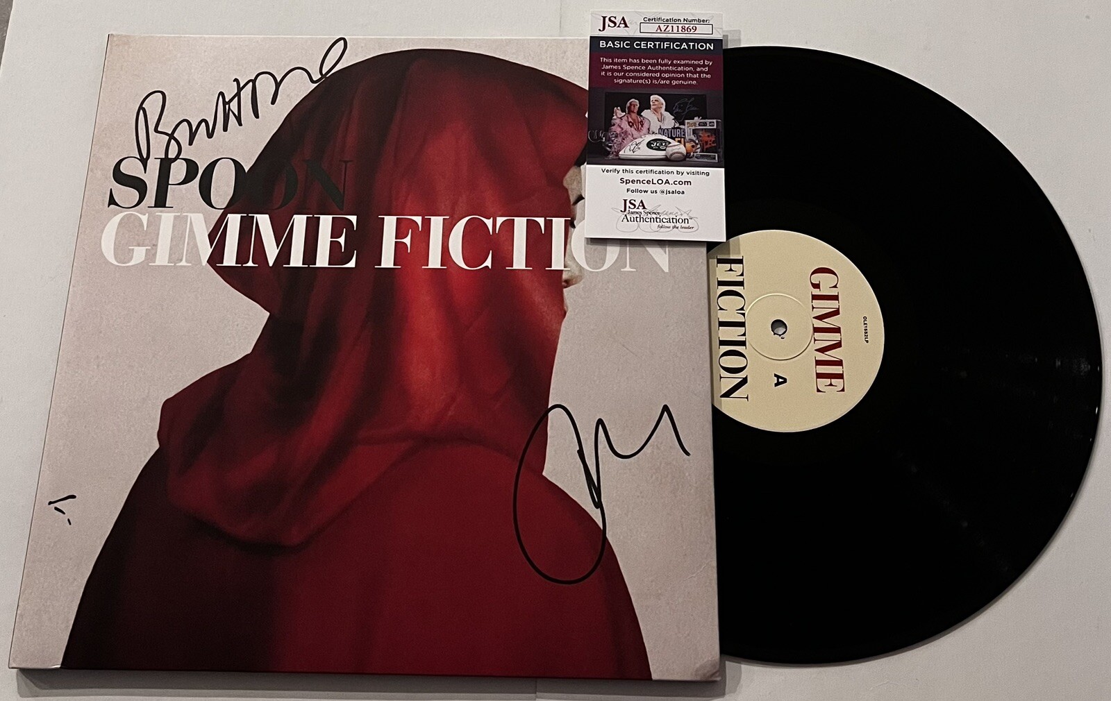 SPOON BAND SIGNED GIMME FICTION LP VINYL RECORD BRITT DANIEL JIM ENO JSA COA