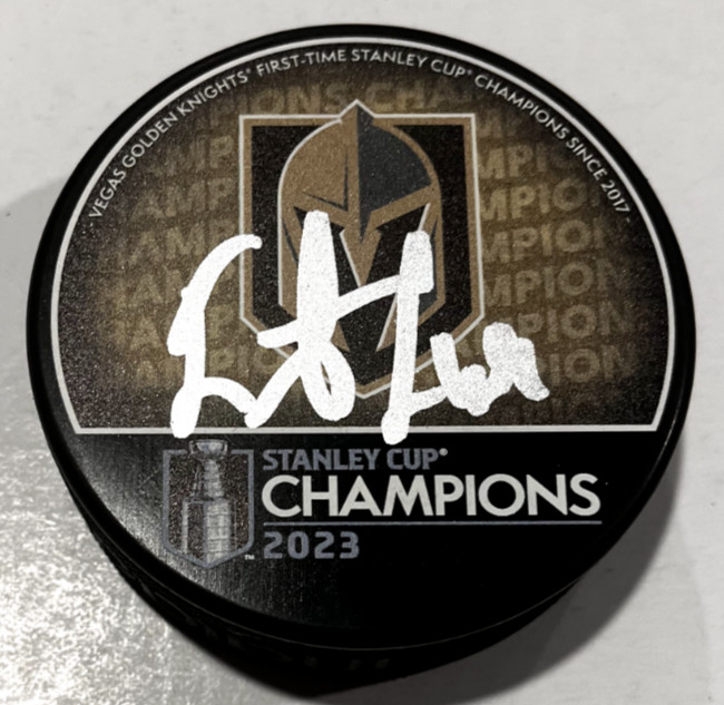 IVAN BARBASHEV SIGNED VEGAS GOLDEN KNIGHTS 2023 STANLEY CUP PUCK W/ CASE COA