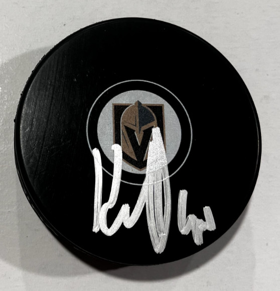 TOMAS HERTL SIGNED VEGAS GOLDEN KNIGHTS HOCKEY PUCK W/ CASE COA