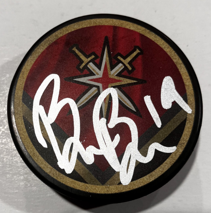 BRENDAN BRISSON SIGNED VEGAS GOLDEN KNIGHTS HOCKEY PUCK W/ CASE COA