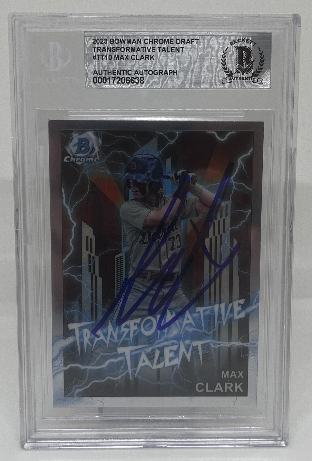 MAX CLARK SIGNED 2023 BOWMAN CHROME DRAFT ROOKIE CARD BECKETT BAS AUTO