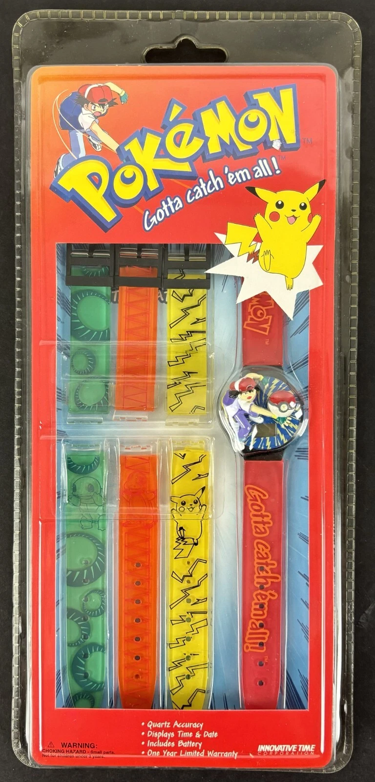 1999 Innovative Time Digital Watch Pokemon Ash Ketchum NEW SEALED