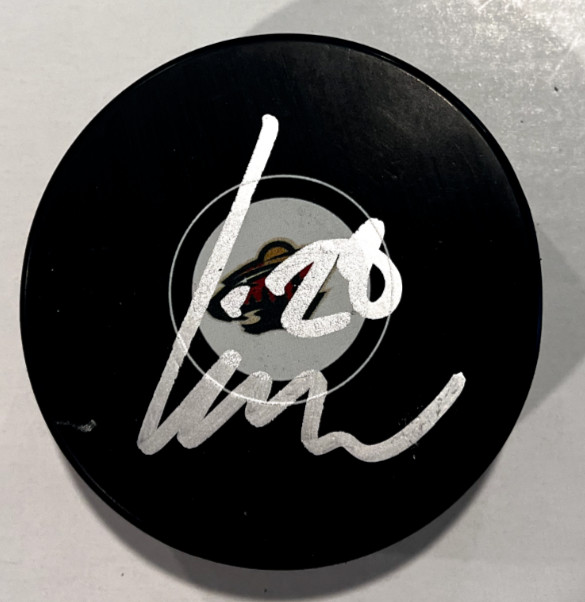 LIAM OHGREN SIGNED MINNESOTA WILD HOCKEY PUCK W/ CASE COA
