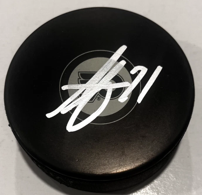 TYSON FOERSTER SIGNED PHILADELPHIA FLYERS HOCKEY PUCK W/ CASE COA