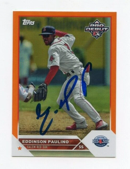 EDDINSON PAULINO SIGNED 2023 TOPPS PRO DEBUT ORANGE BORDER CARD AUTO /25