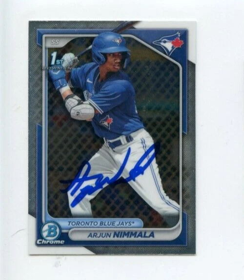 ARJUN NIMMALA SIGNED 2024 BOWMAN CHROME BASEBALL CARD AUTO