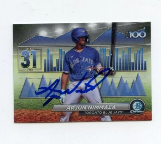 ARJUN NIMMALA SIGNED 2024 BOWMAN CHROME TOP 100 BASEBALL CARD AUTO