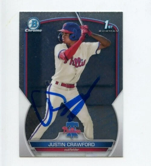 JUSTIN CRAWFORD SIGNED 2023 BOWMAN CHROME CARD AUTO