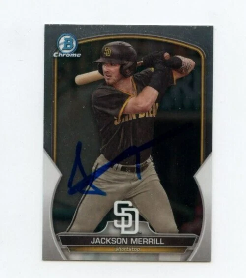 JACKSON MERRILL SIGNED 2023 BOWMAN CHROME DRAFT CARD AUTO