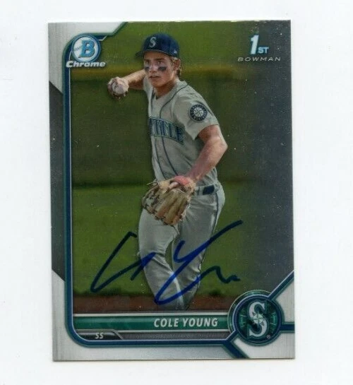 COLE YOUNG SIGNED 2022 BOWMAN CHROME DRAFT CARD AUTO