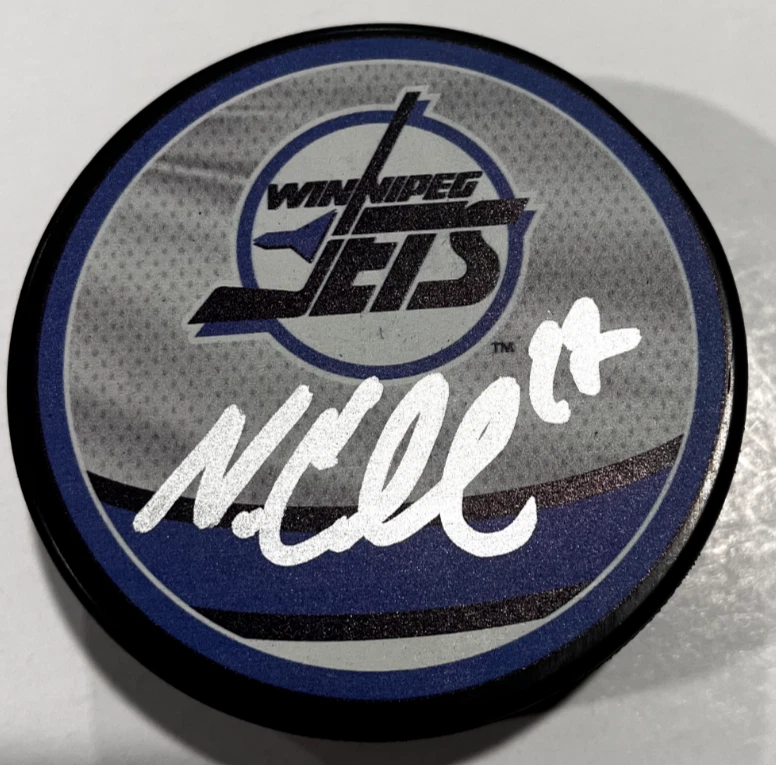 NIKOLAJ EHLERS SIGNED WINNIPEG JETS HOCKEY PUCK W/ CASE COA