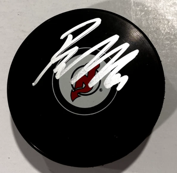 JESPER BRATT SIGNED NEW JERSEY DEVILS HOCKEY PUCK W/ CASE COA