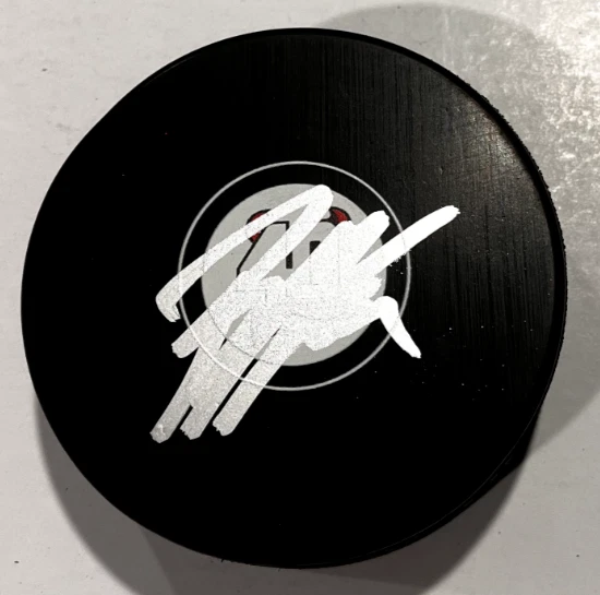 JESPER BRATT SIGNED NEW JERSEY DEVILS HOCKEY PUCK W/ CASE COA