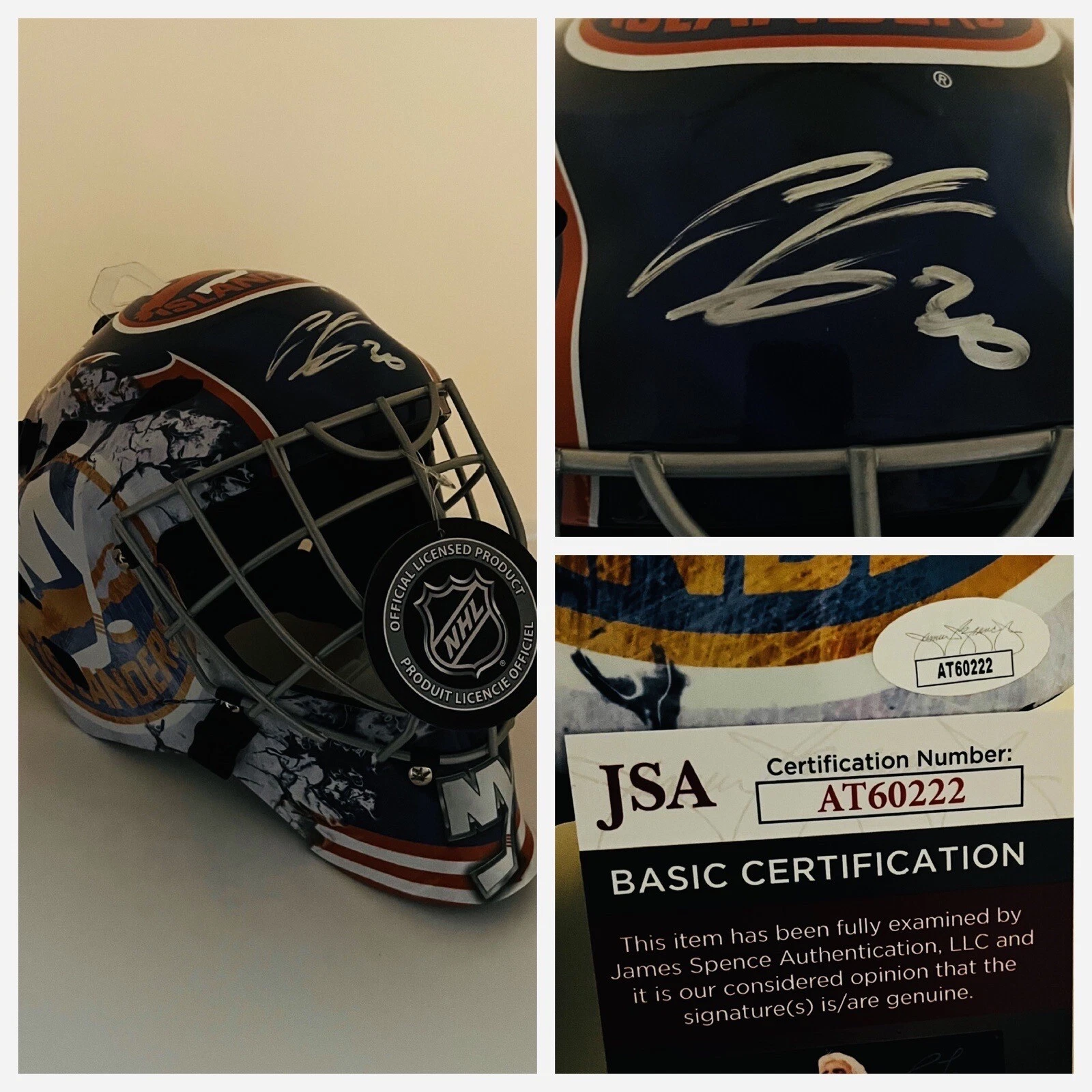ILYA SOROKIN SIGNED NEW YORK ISLANDERS FULL SIZE FS GOALIE HELMET MASK JSA COA