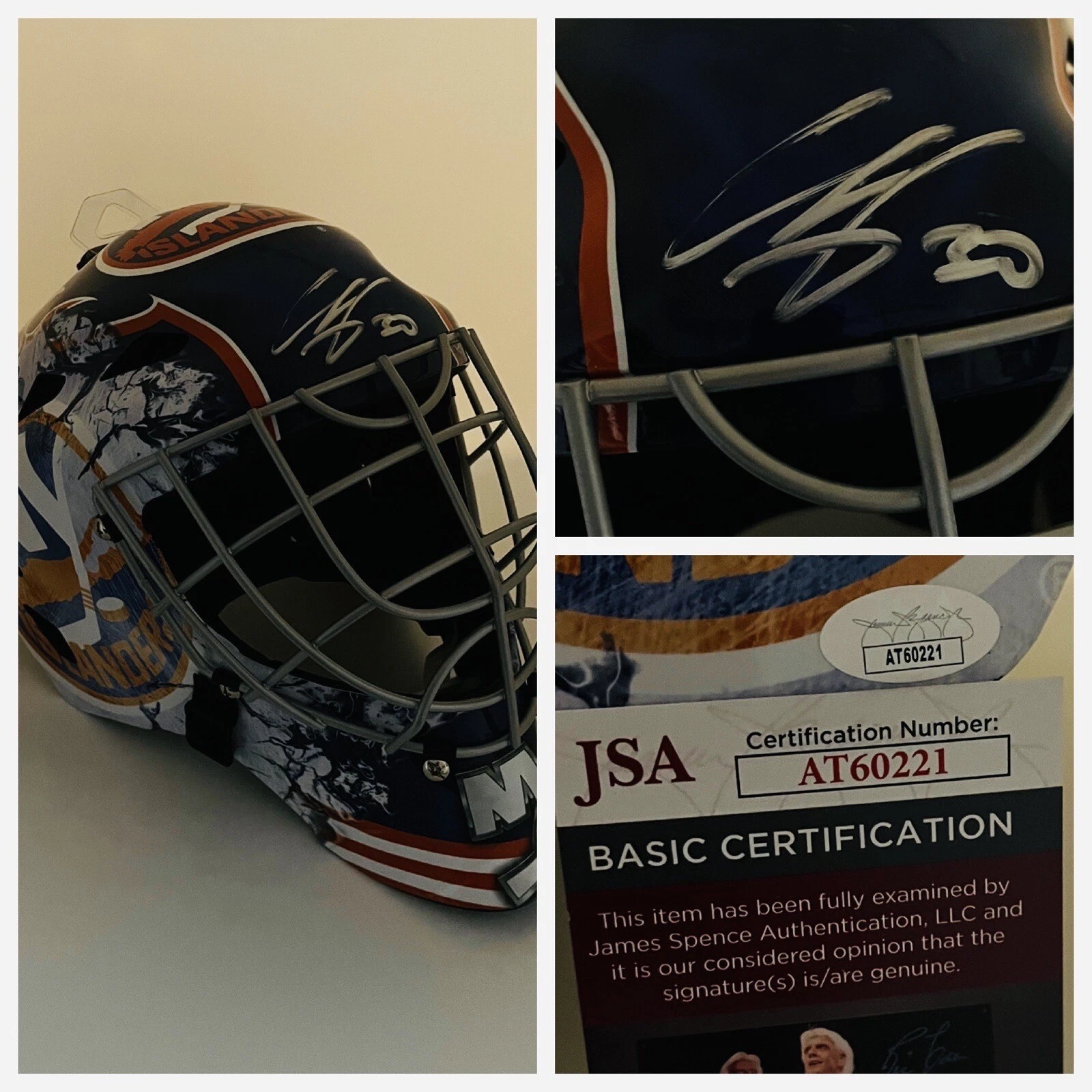 ILYA SOROKIN SIGNED NEW YORK ISLANDERS FULL SIZE FS GOALIE HELMET MASK JSA COA
