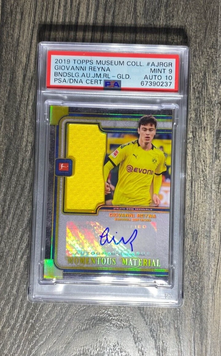 2019 Topps Museum Bundesliga Auto Jumbo Relic Gio Reyna PSA 9 10