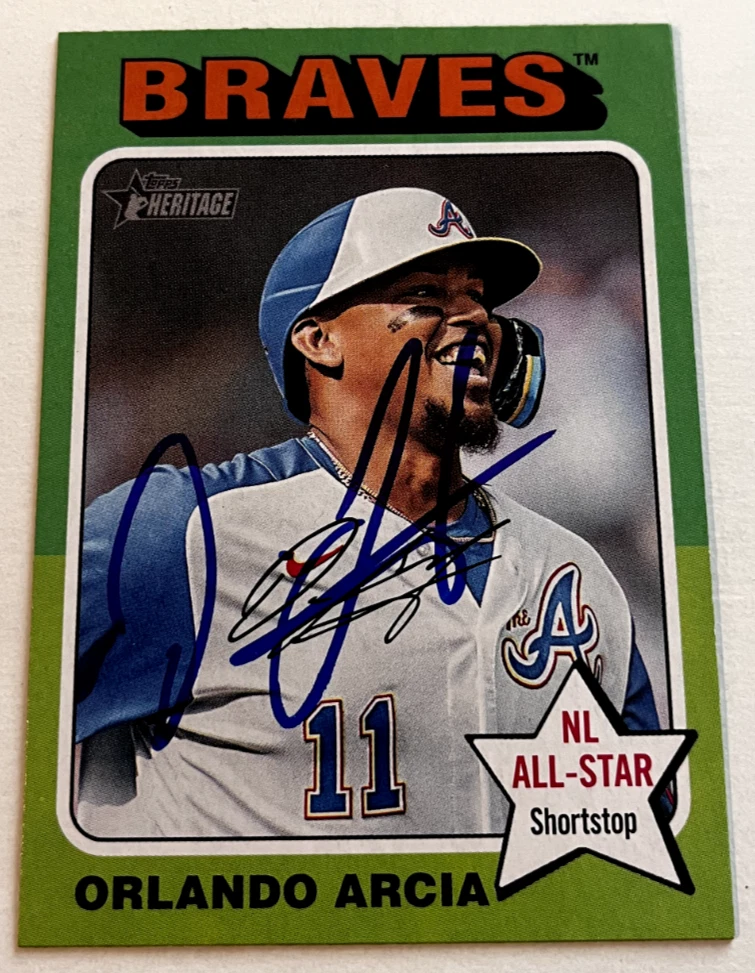 ORLANDO ARCIA SIGNED 2024 TOPPS HERITAGE BASEBALL CARD AUTO