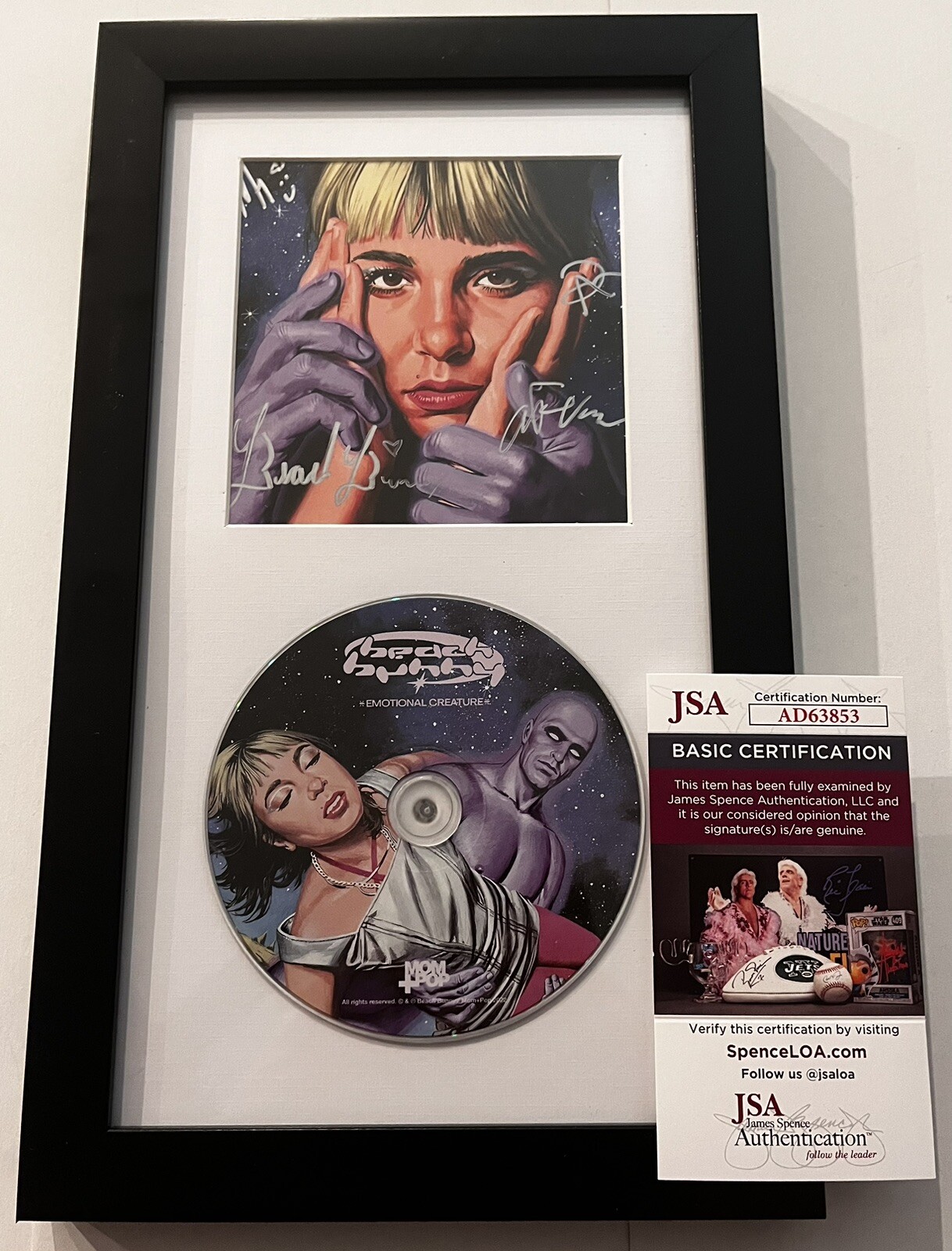 BEACH BUNNY BAND SIGNED FRAMED EMOTIONAL CREATURE CD ALBUM AUTOGRAPH JSA COA