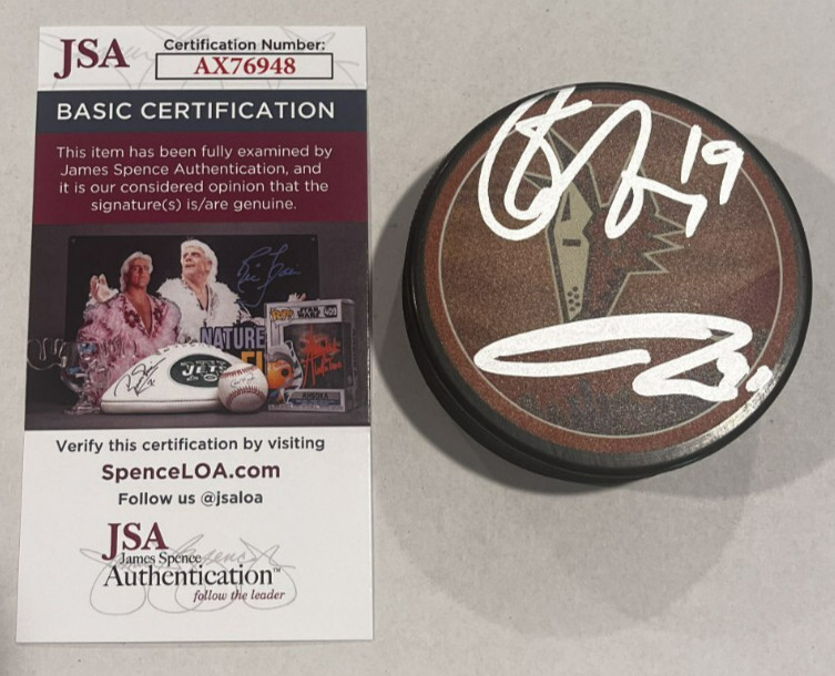 JOSH SHANE DOAN SIGNED PHOENIX ARIZONA COYOTES HOCKEY PUCK W/ CASE JSA COA