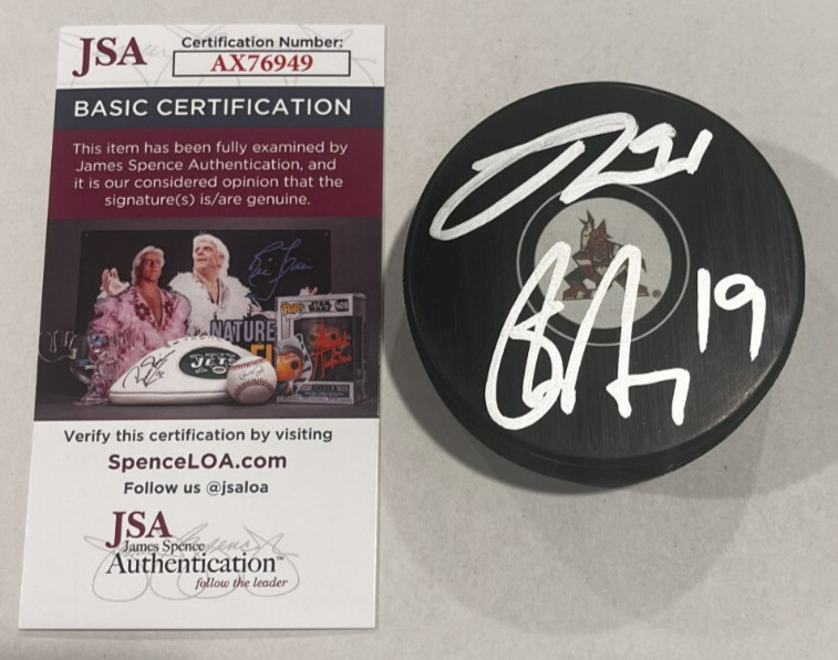 JOSH SHANE DOAN SIGNED PHOENIX ARIZONA COYOTES HOCKEY PUCK W/ CASE JSA COA