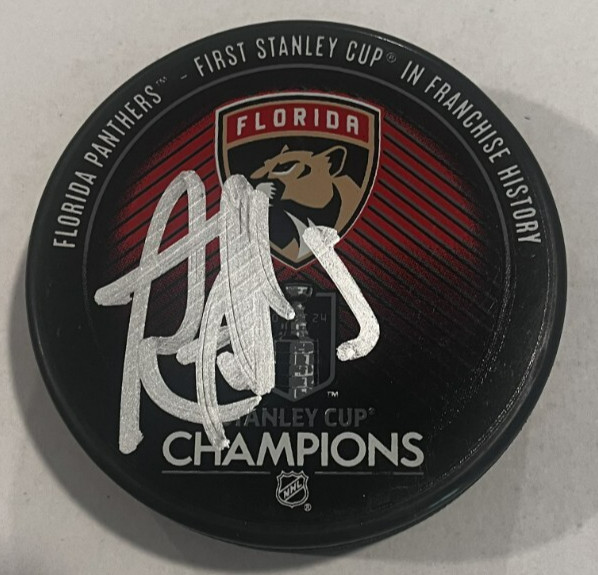 ROBB TALLAS SIGNED FLORIDA PANTHERS 2024 STANLEY CUP HOCKEY PUCK W/ CASE ROB COA