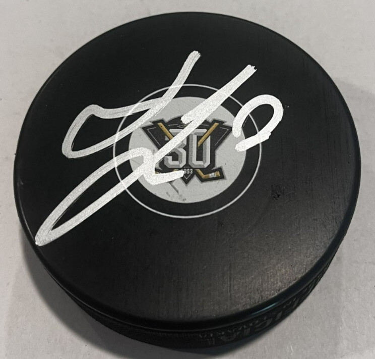 JACKSON LACOMBE SIGNED ANAHEIM DUCKS HOCKEY PUCK W/ CASE COA
