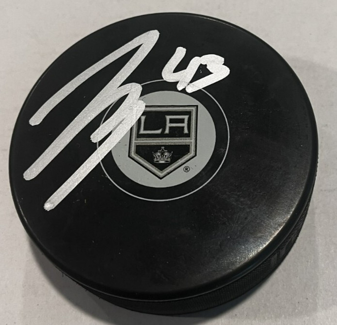 JACOB MOVERARE SIGNED LOS ANGELES KINGS HOCKEY PUCK W/ CASE COA