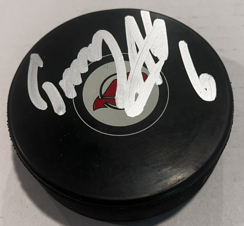 TOMMY ALBELIN SIGNED NEW JERSEY DEVILS HOCKEY PUCK W/ CASE COA