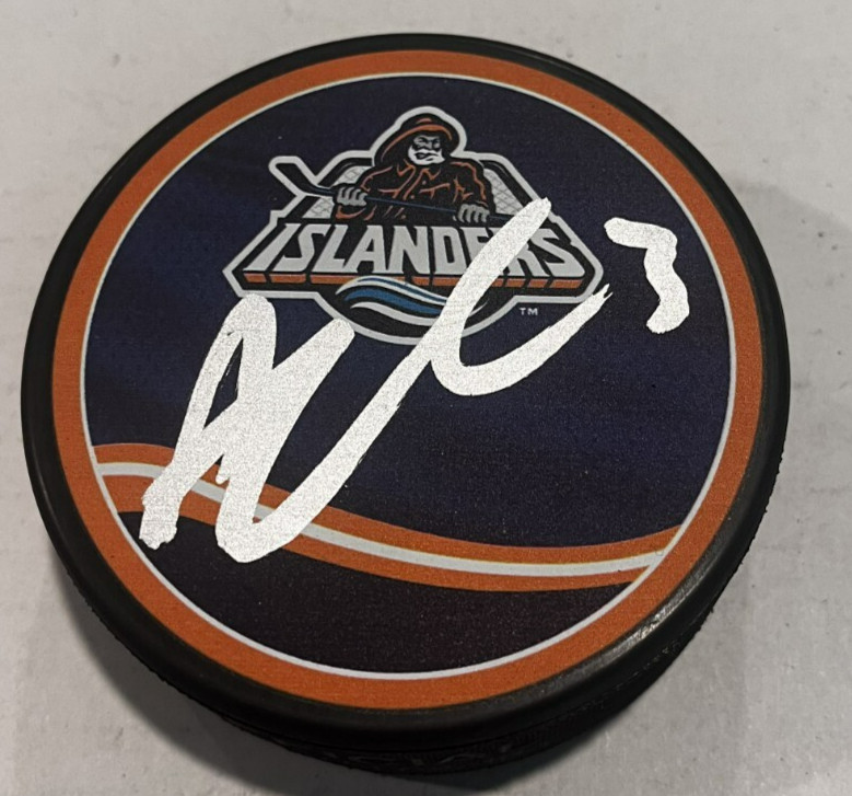 ADAM PELECH SIGNED NEW YORK ISLANDERS HOCKEY PUCK W/ CASE COA