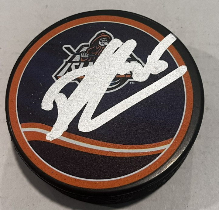 DENNIS CHOLOWSKI SIGNED NEW YORK ISLANDERS HOCKEY PUCK W/ CASE COA