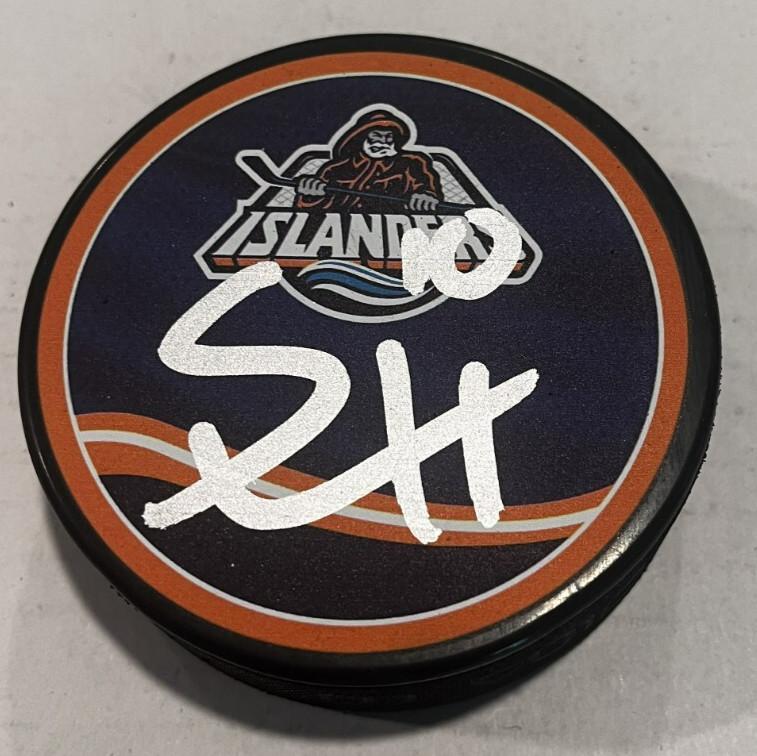SIMON HOLMSTROM SIGNED NEW YORK ISLANDERS HOCKEY PUCK W/ CASE COA
