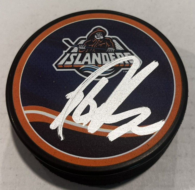 KYLE PALMIERI SIGNED NEW YORK ISLANDERS HOCKEY PUCK W/ CASE COA