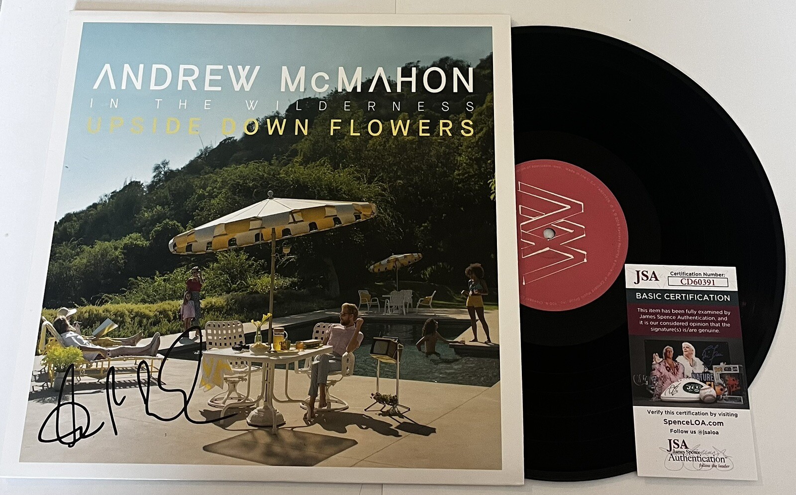 ANDREW MCMAHON SIGNED UPSIDE DOWN FLOWERS LP VINYL RECORD ALBUM JSA COA