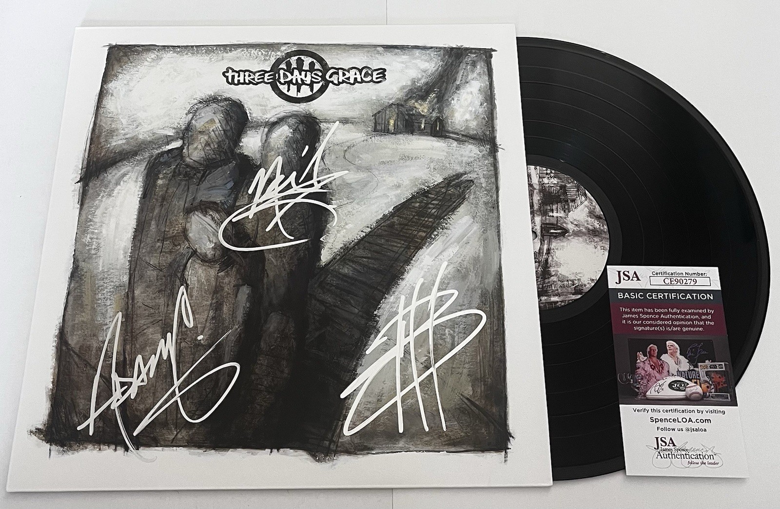 THREE DAYS GRACE SIGNED LP VINYL RECORD ALBUM ADAM GONTIER NEIL BRAD JSA COA