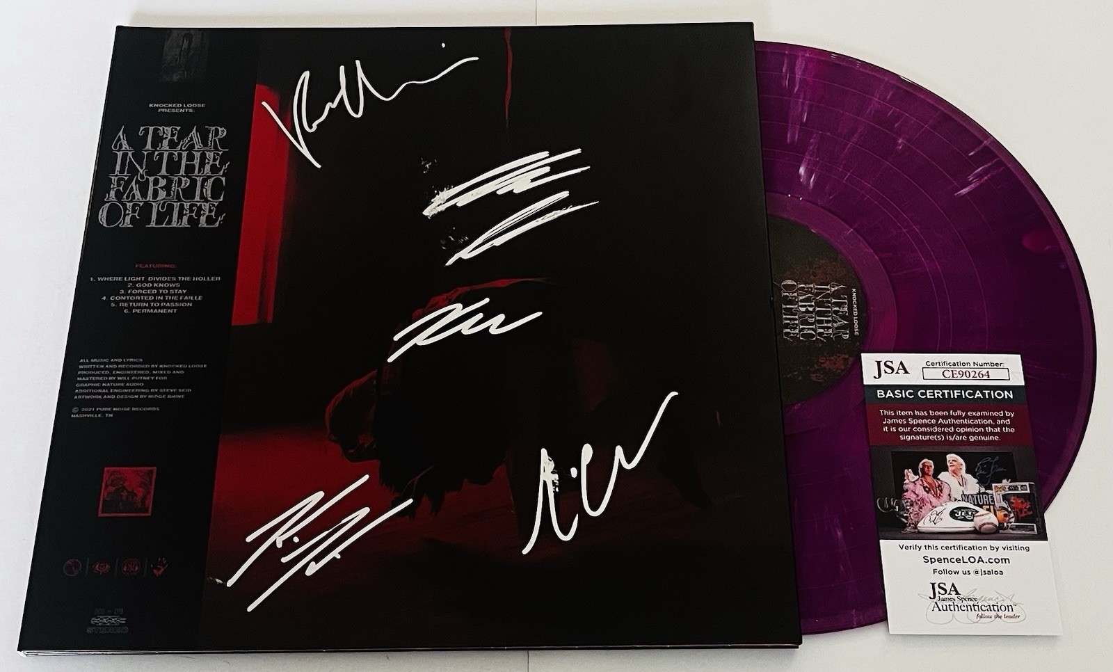 KNOCKED LOOSE SIGNED A TEAR IN THE FABRIC OF LIFE LP VINYL RECORD ALBUM JSA COA