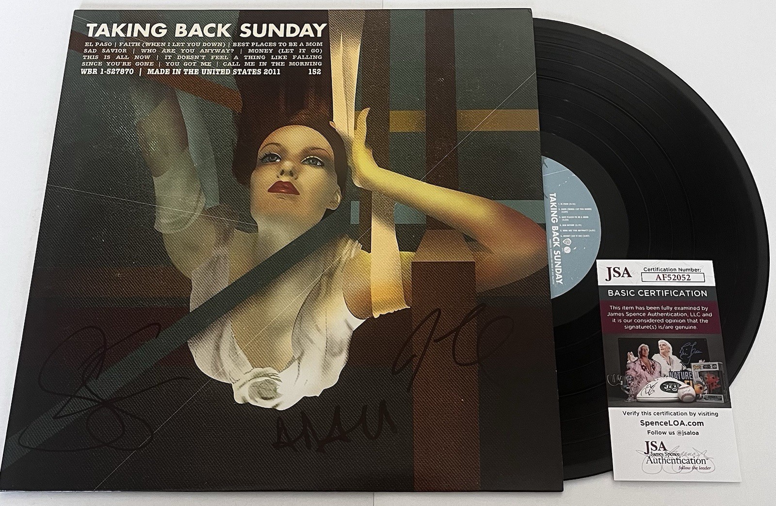 TAKING BACK SUNDAY SIGNED SELF-TITLED LP VINYL RECORD ADAM LAZZARA +2 JSA COA