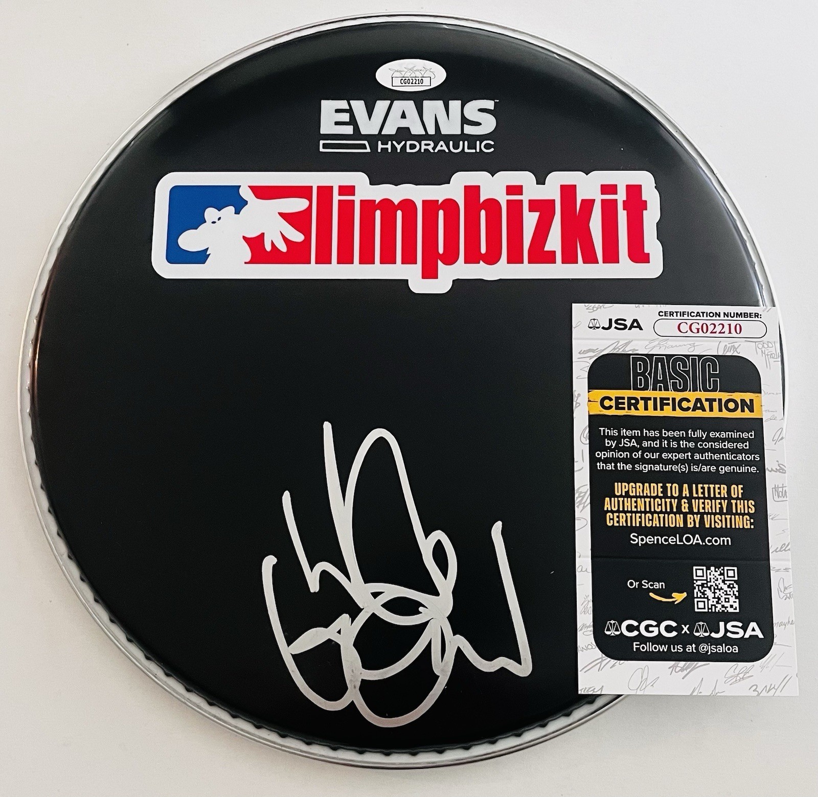 WES BORLAND SIGNED 10 INCH DRUMHEAD LIMP BIZKIT BAND JSA COA