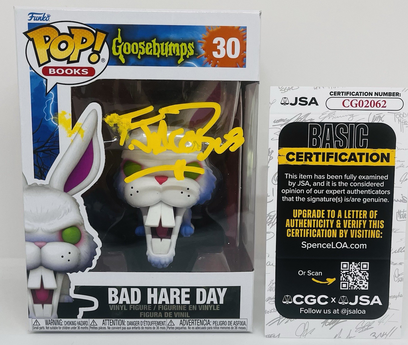 TIM JACOBUS SIGNED BAD HARE DAY POP FUNKO FIGURE GOOSEBUMPS JSA COA