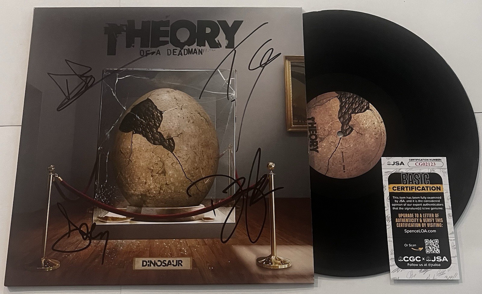 THEORY OF A DEADMAN SIGNED DINOSAUR LP VINYL RECORD ALBUM TYLER CONNOLLY JSA COA