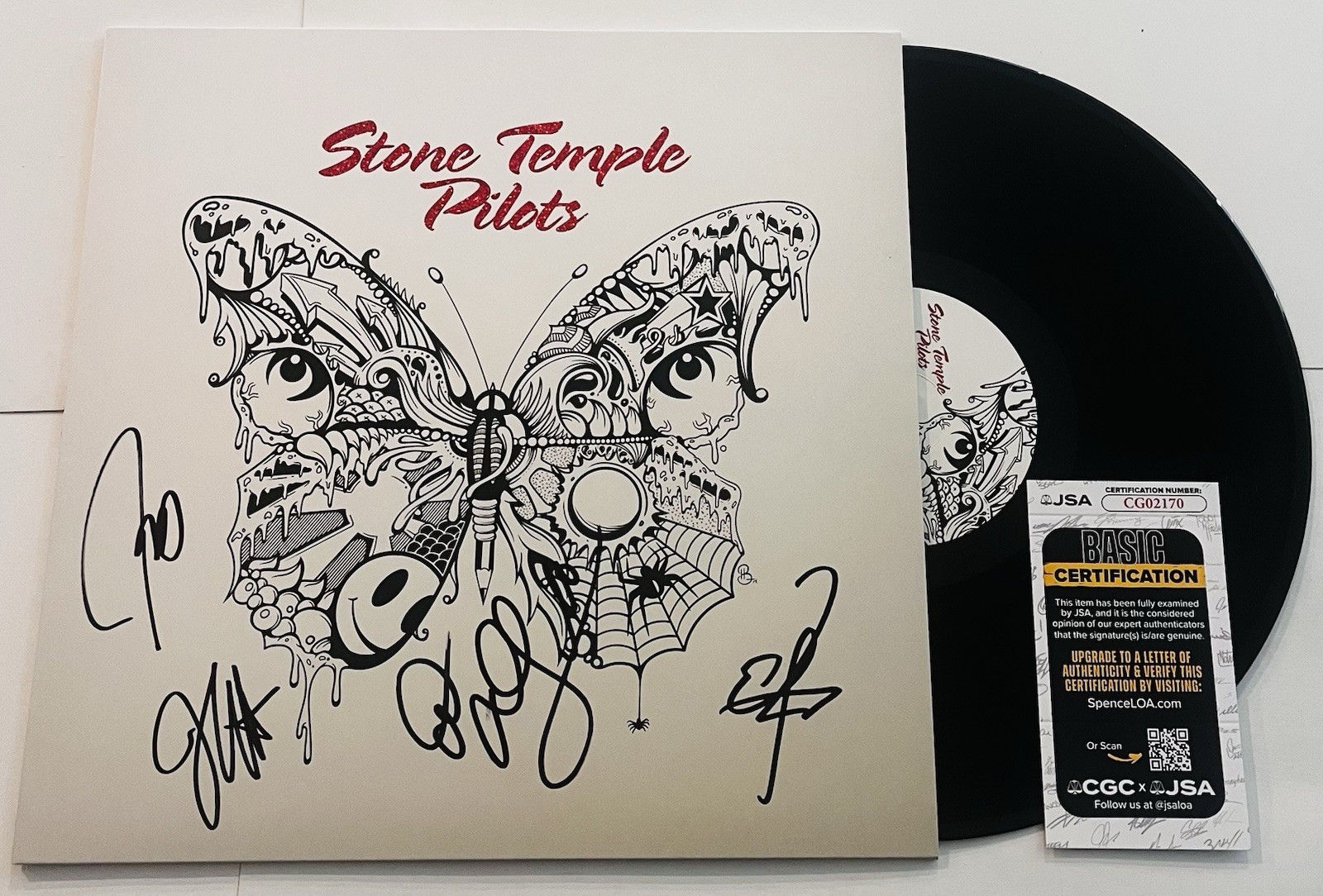 STONE TEMPLE PILOTS SIGNED LP VINYL RECORD ALBUM JEFF GUTT DEAN ROBERT JSA COA