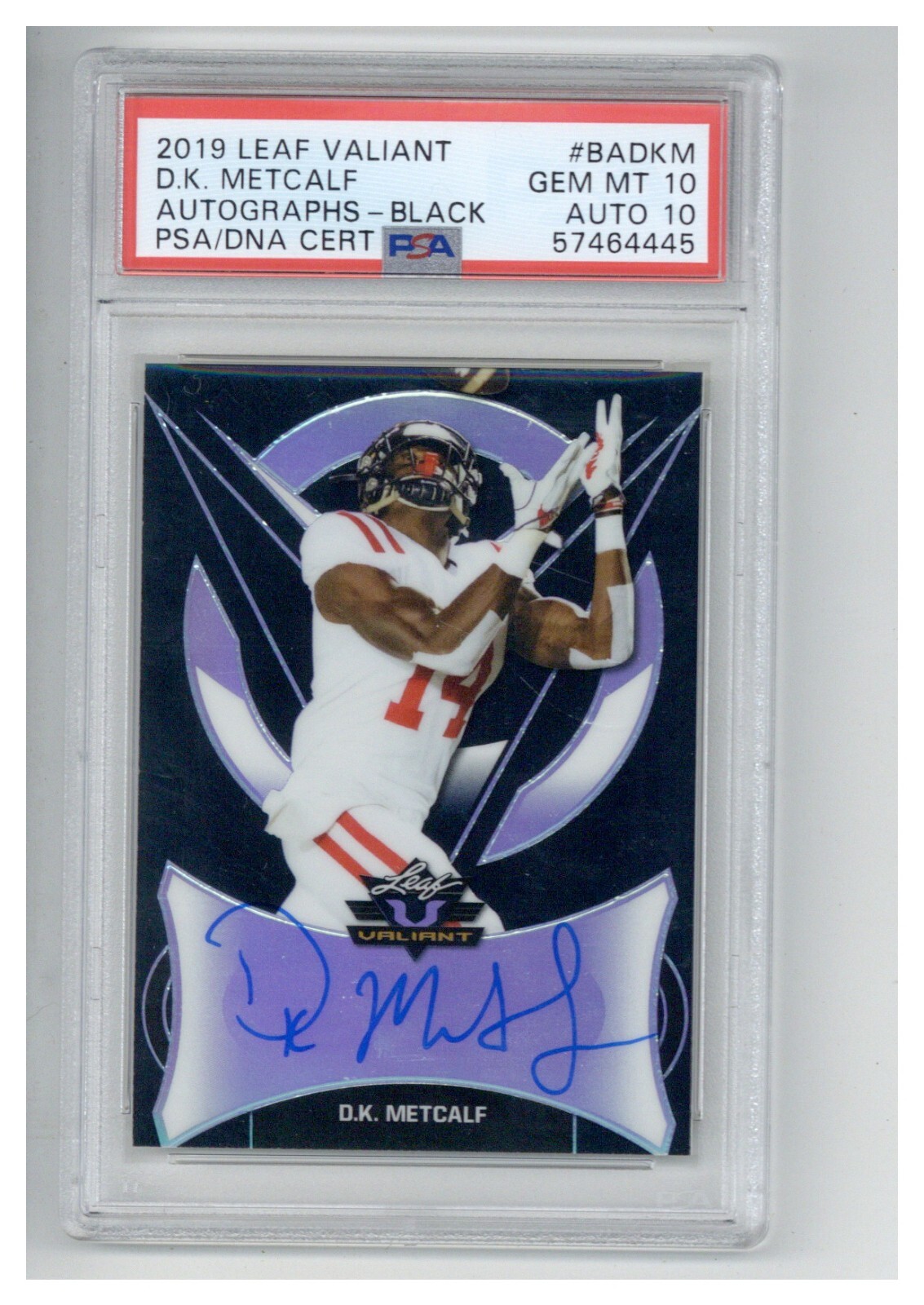 2019 Leaf Valiant DK Metcalf Auto Black /5 PSA 10 10