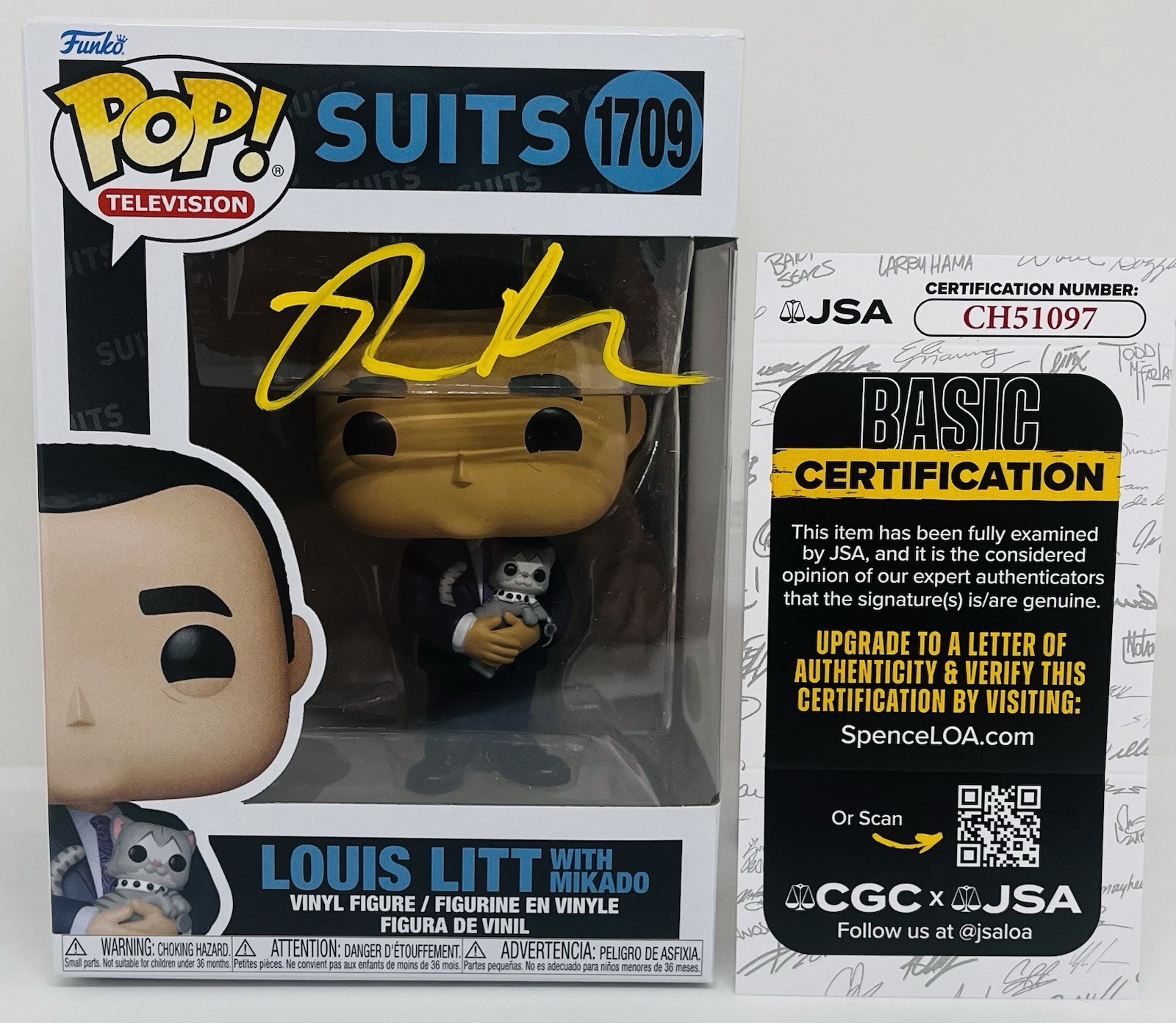 RICK HOFFMAN SIGNED LOUIS LITT POP FUNKO FIGURE SUITS TV SHOW JSA COA