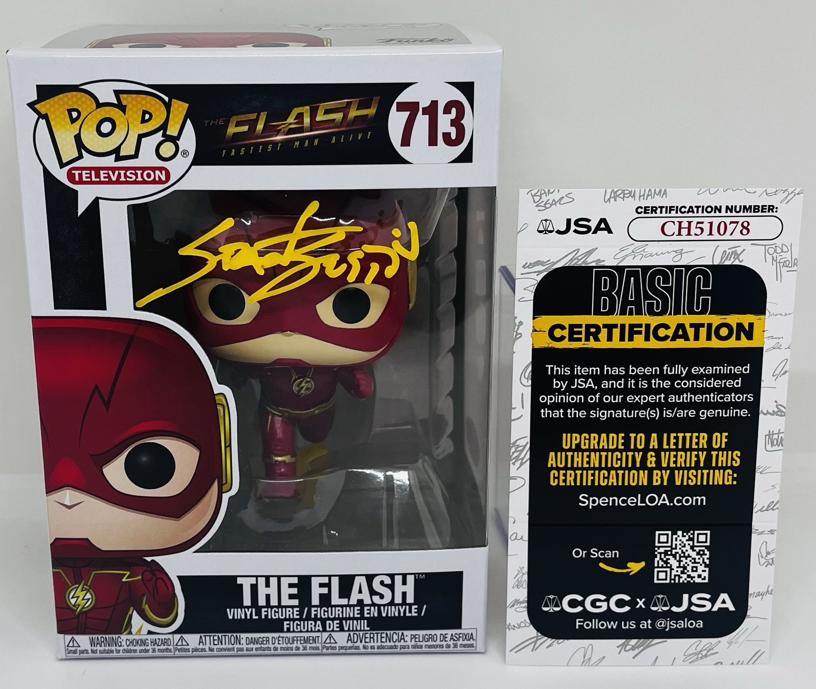 GRANT GUSTIN SIGNED THE FLASH POP FUNKO FIGURE FLASH TV SHOW BARRY ALLEN JSA COA