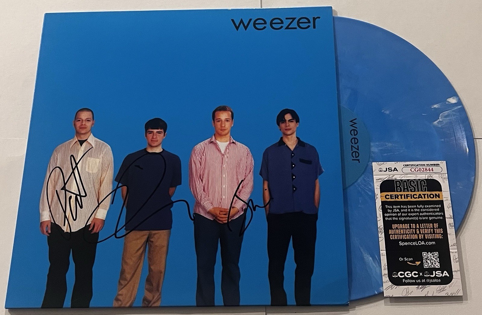 WEEZER BAND SIGNED BLUE ALBUM LP VINYL RECORD RIVERS CUOMO BRIAN PAT JSA COA