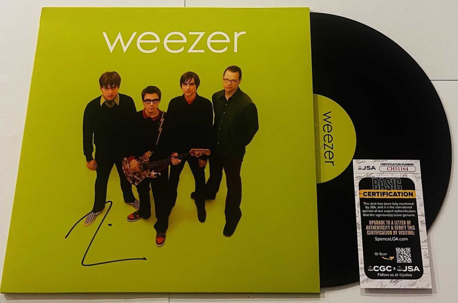 RIVERS CUOMO WEEZER BAND SIGNED GREEN ALBUM LP VINYL RECORD ALBUM JSA COA
