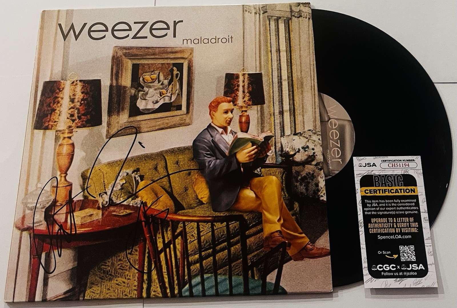 WEEZER BAND SIGNED MALADROIT LP VINYL RECORD ALBUM RIVERS CUOMO PAT SCOTT JSA
