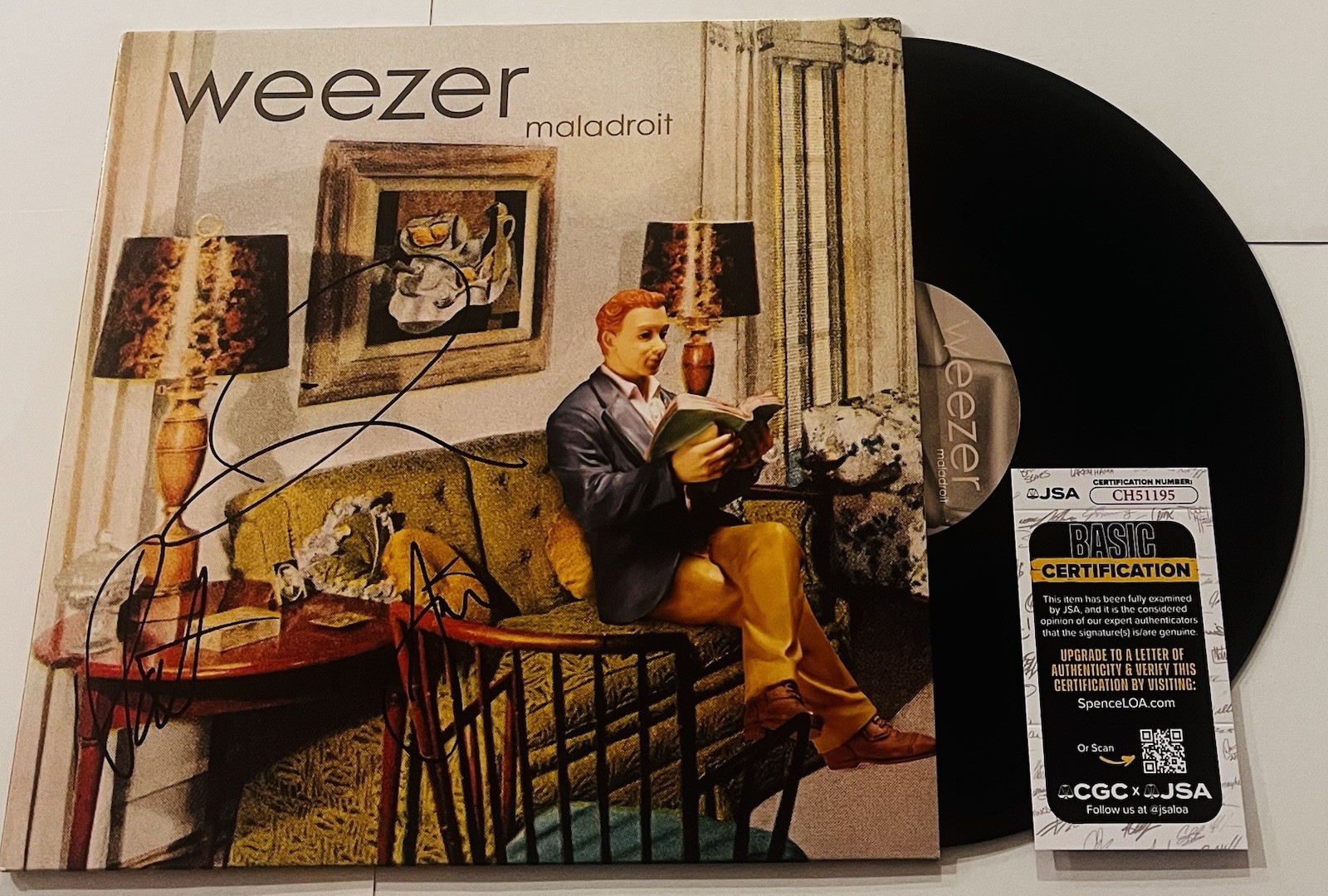 WEEZER BAND SIGNED MALADROIT LP VINYL RECORD ALBUM RIVERS CUOMO PAT SCOTT JSA